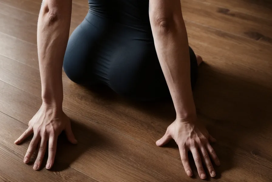 Primer plano de la espalda baja presionando el suelo de madera durante elevaciones de piernas para abdomen bajo