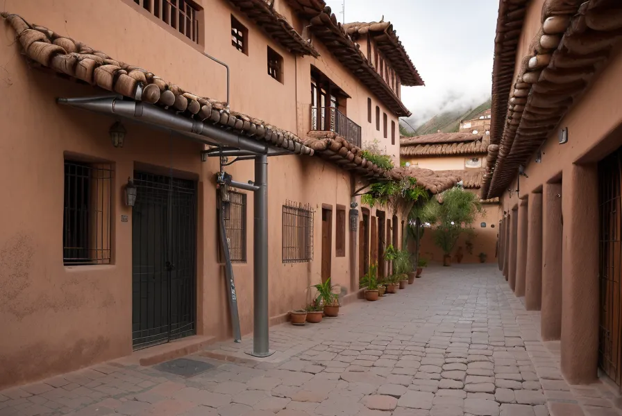 Calle empinada de piedra en el centro histórico de Cusco bajo un cielo azul