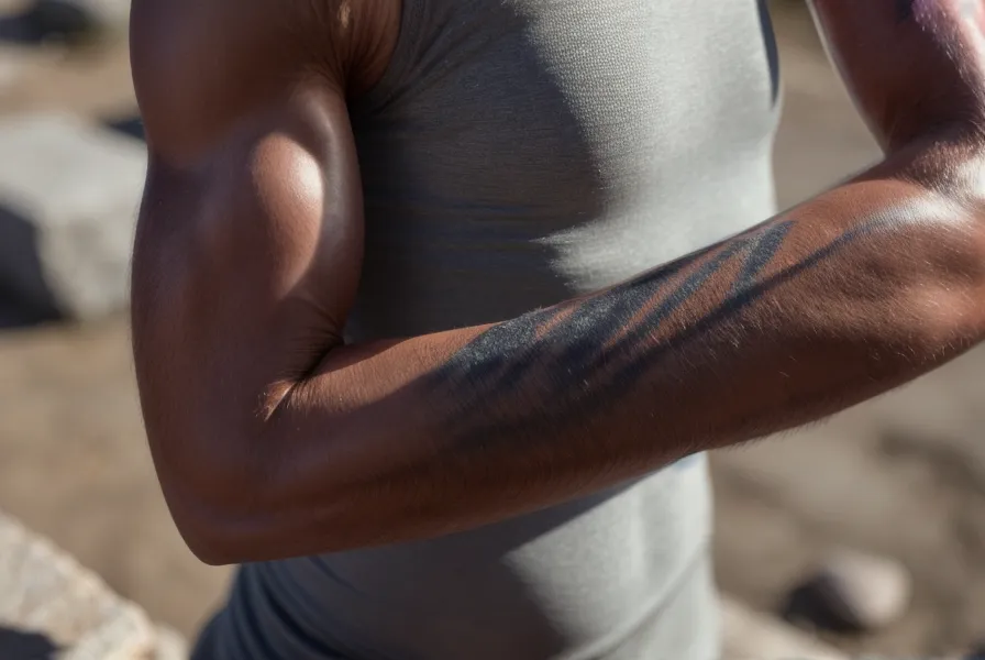 Músculos del antebrazo en tensión durante un ejercicio de fuerza de agarre en calistenia