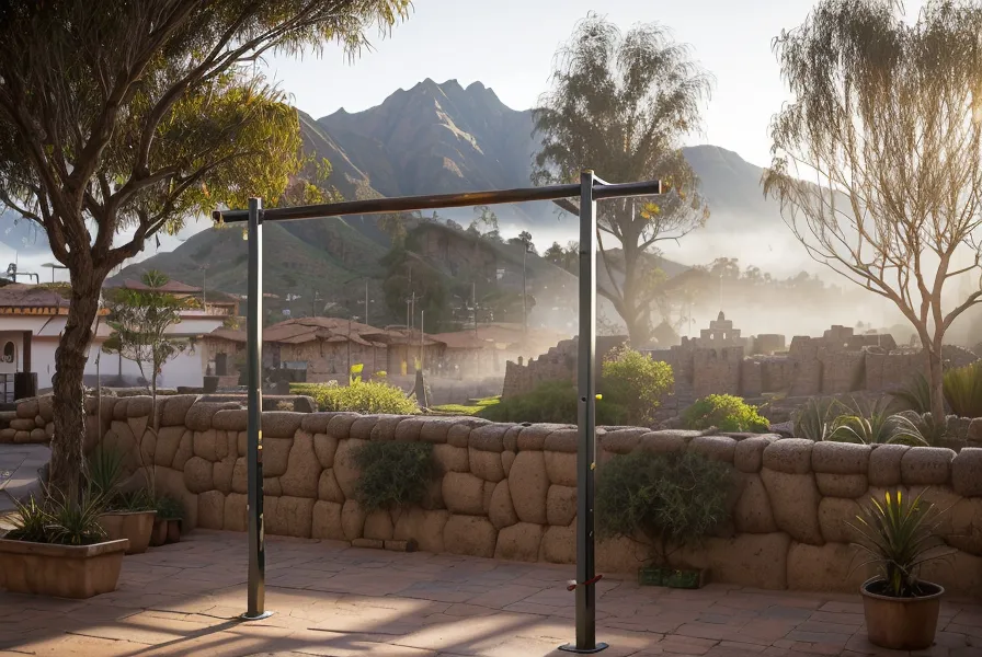 Barra de dominadas en un parque de Wanchaq, Cusco, usada para practicar dead hangs de fuerza funcional
