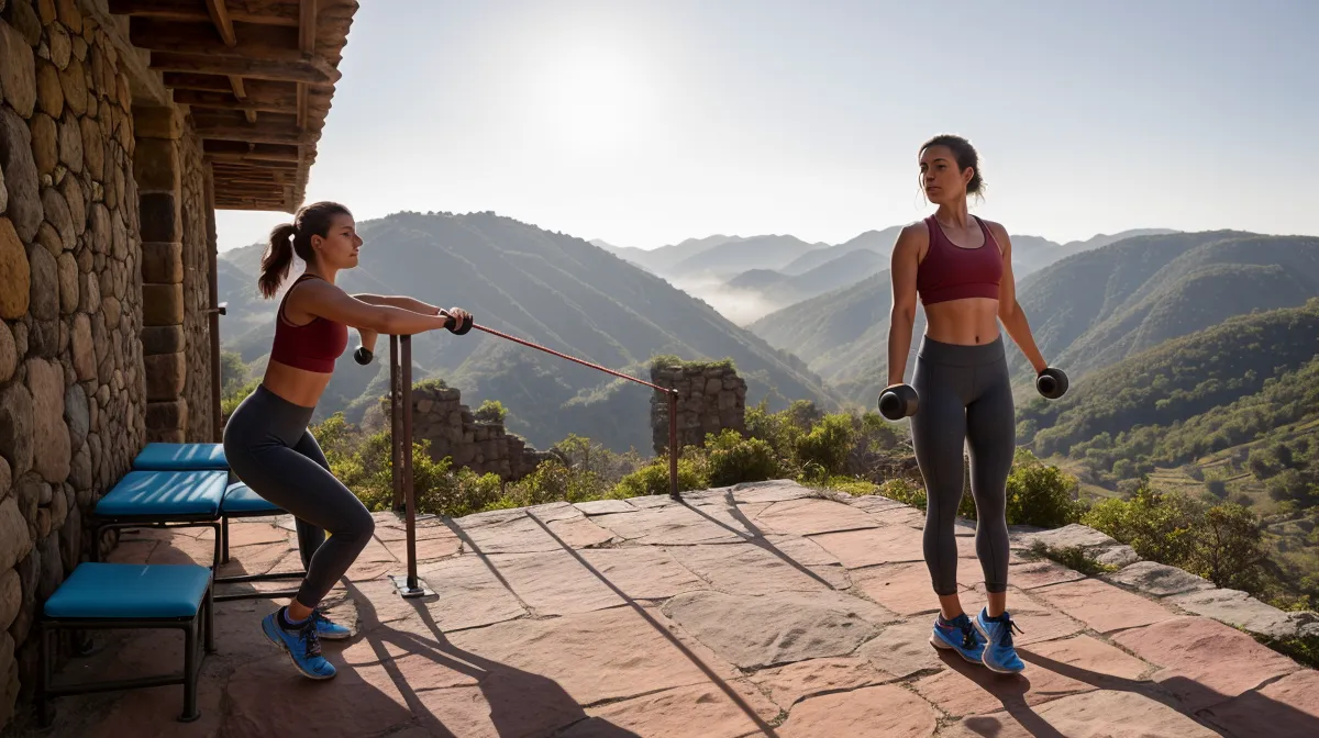 Mejores ejercicios de calistenia para pierna y glúteo en mujeres: sentadilla búlgara al aire libre en el Parque de la Madre, Cusco